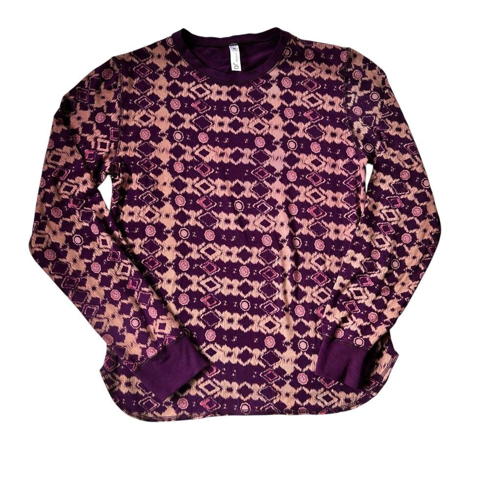 This Is J Bamboo Blend Purple Ikat Print Long Sleeve Lounge Top Size M
